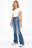 Kadın Jenny Dark Blue Yüksek Bel Flare Jean Pantolon-Dark Blue