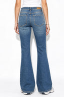 Kadın Jenny Dark Blue Yüksek Bel Flare Jean Pantolon-Dark Blue