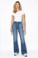Kadın Jenny Dark Blue Yüksek Bel Flare Jean Pantolon-Dark Blue