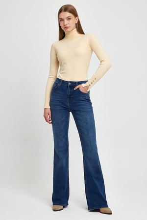 Jenny Dirty Dark Blue Yüksek Bel Flare Jean Pantolon - DIRTY DARK BLUE 1K2411052DDB-274