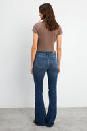 Kadın Jenny Dirty Dark Blue Yüksek Bel Flare Jean Pantolon