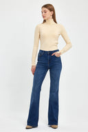 Jenny Dirty Dark Blue Yüksek Bel Flare Jean Pantolon-Dirty Dark Blue