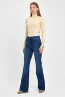 Jenny Dirty Dark Blue Yüksek Bel Flare Jean Pantolon-Dirty Dark Blue