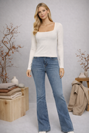 Kadın Jenny Dirty Med Blue Yüksek Bel Flare Jean Pantolon - Dirty Med Blue