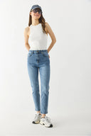 Jessica Vintage Med Blue Mom Jean Pantolon-Vintage Med Blue