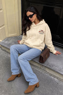 Kadın Jolie Baskılı Sweatshirt %100 Pamuk-Kemik