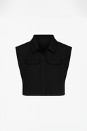 Kadın July Oversize Şardonlu Paraşüt Yelek - Siyah