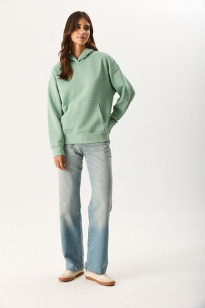 Kadın Kapüşonlu Basic Hoodie Sweatshirt %100 Pamuk - Ada Çayı