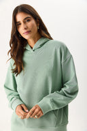 Kadın Kapüşonlu Basic Hoodie Sweatshirt %100 Pamuk - Ada Çayı