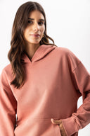 Kadın Kapüşonlu Basic Hoodie Sweatshirt %100 Pamuk - Gülkurusu