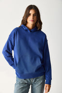 Kadın Kapüşonlu Basic Hoodie Sweatshirt %100 Pamuk - Navy