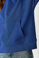 Kadın Kapüşonlu Basic Hoodie Sweatshirt %100 Pamuk - Navy