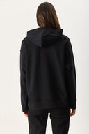 Kadın Kapüşonlu Basic Hoodie Sweatshirt %100 Pamuk - Siyah