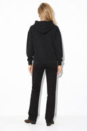 Kadın Kapüşonlu Basic Hoodie Sweatshirt %100 Pamuk-Siyah