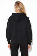Kadın Kapüşonlu Basic Hoodie Sweatshirt %100 Pamuk-Siyah