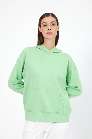 Kadın Kapüşonlu Basic Hoodie Sweatshirt - Ada Çayı