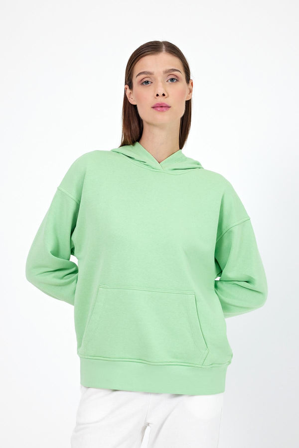Kadın Kapüşonlu Ada Çayı Basic Hoodie Sweatshirt