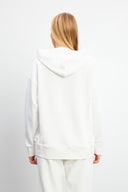 Kadın Kapüşonlu Basic Hoodie Sweatshirt - Fildişi
