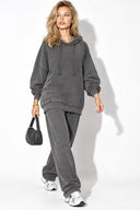 Kadın Kapüşonlu Regular Fit Yıkamalı Sweatshirt %100 Pamuk-Antrasit