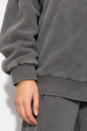 Kadın Kapüşonlu Regular Fit Yıkamalı Sweatshirt %100 Pamuk-Antrasit