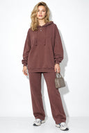 Kadın Kapüşonlu Regular Fit Yıkamalı Sweatshirt %100 Pamuk-Bordo