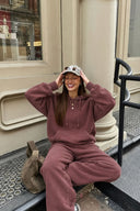 Kadın Kapüşonlu Regular Fit Yıkamalı Sweatshirt %100 Pamuk-Bordo