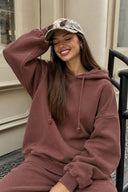 Kadın Kapüşonlu Regular Fit Yıkamalı Sweatshirt %100 Pamuk-Bordo