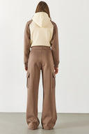 Kadın Kargo Cepli Düz Paça Jogging Pantolon - Vizon