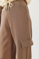 Kadın Kargo Cepli Düz Paça Jogging Pantolon - Vizon