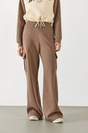 Kadın Kargo Cepli Düz Paça Jogging Pantolon - Vizon