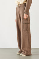 Kadın Kargo Cepli Düz Paça Jogging Pantolon - Vizon