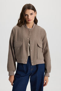 Kadın Kaşe Bomber Ceket - Vizon