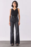 Kadın Kate Yüksek Bel Bootcut Black Jean Pantolon - Black