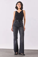 Kadın Kate Yüksek Bel Bootcut Black Jean Pantolon - Black