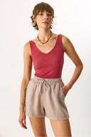 Kadın Kendall Önü Arkası V Yaka Atlet - Gülkurusu