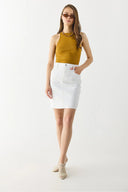 Kadın Khloe Beyaz Jean Etek - Beyaz