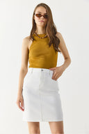 Kadın Khloe Beyaz Jean Etek - Beyaz