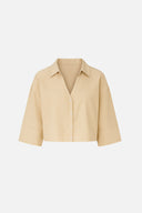 Kadın Kısa Kollu Lyocell Saten Gömlek - ŞAMPANYA