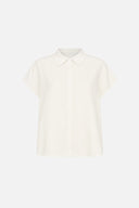 Kadın Kısa Kollu Regular Fit Keten Gömlek - Fildişi