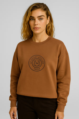 Kadın Le Sport Baskı Detaylı Sweatshirt %100 Pamuk - Kahverengi