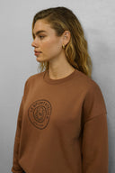 Kadın Le Sport Baskı Detaylı Sweatshirt %100 Pamuk - Kahverengi