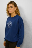 Kadın Le Sport Baskı Detaylı Sweatshirt %100 Pamuk - Navy