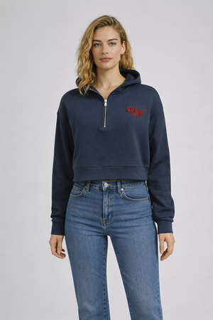 Kadın Leona Nakış Detaylı Sweatshirt %100 Pamuk - Lacivert