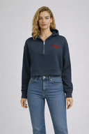 Kadın Leona Nakış Detaylı Sweatshirt %100 Pamuk - Lacivert