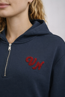 Kadın Leona Nakış Detaylı Sweatshirt %100 Pamuk - Lacivert