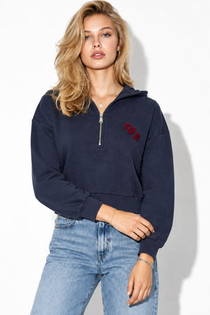 Kadın Leona Nakış Detaylı Sweatshirt %100 Pamuk-Lacivert