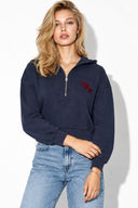 Kadın Leona Nakış Detaylı Sweatshirt %100 Pamuk-Lacivert