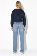 Kadın Leona Nakış Detaylı Sweatshirt %100 Pamuk-Lacivert
