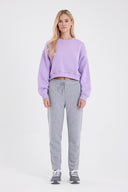 Kadın Logo Baskılı Regular Fit Pamuklu Eşofman Altı - Gri Melanj