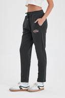 Kadın Logo Baskılı Regular Fit Pamuklu Eşofman Altı - Antrasit